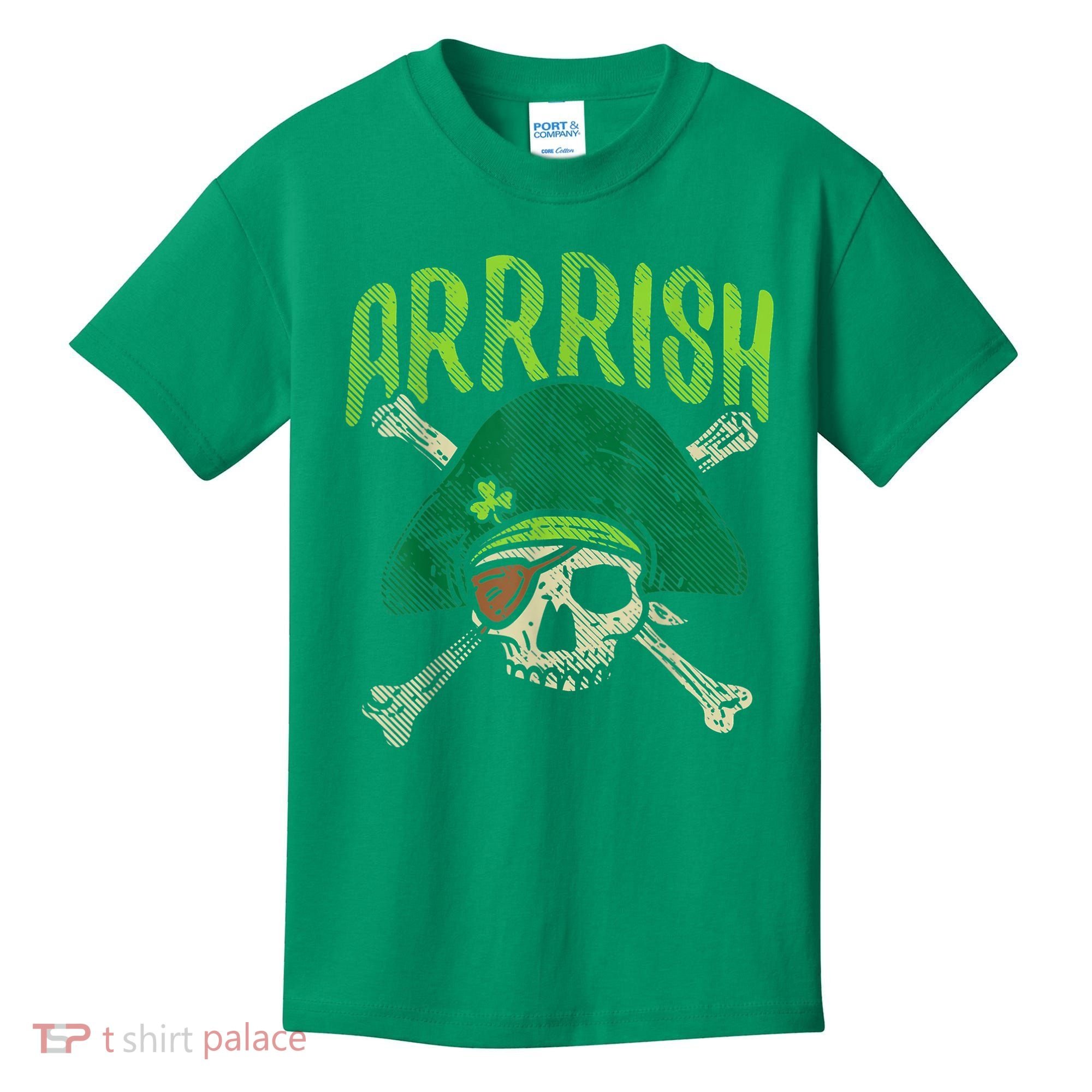 Arrish Irish Pirate Skull Leprechaun Happy St Patrick's Day Boys Kids T-Shirt