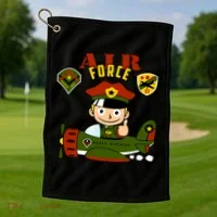 Air Force Pilot Boy Cartoon Golf Towel thumb 1