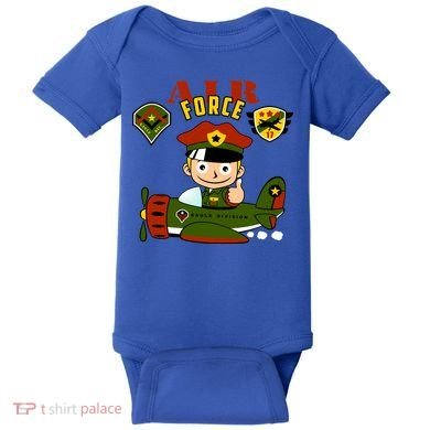 Air Force Pilot Boy Cartoon Baby Bodysuit