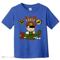 Air Force Pilot Boy Cartoon Toddler T-Shirt thumb 0