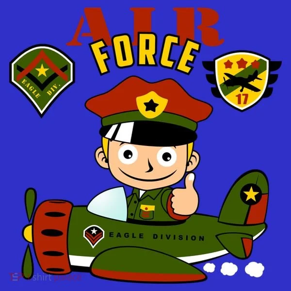 Air Force Pilot Boy Cartoon Toddler T-Shirt