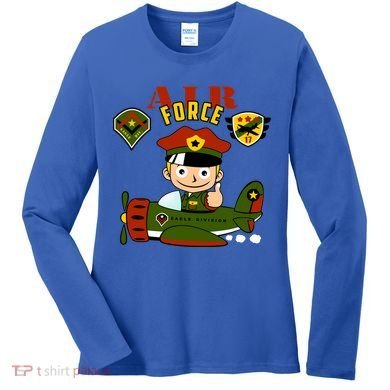 Air Force Pilot Boy Cartoon Women's Long Sleeve Shirt