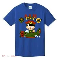 Air Force Pilot Boy Cartoon Kids T-Shirt thumb 0