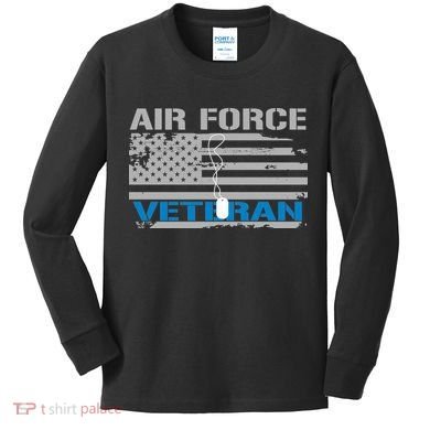 Air Force Veteran Flag Kids Long Sleeve Shirt
