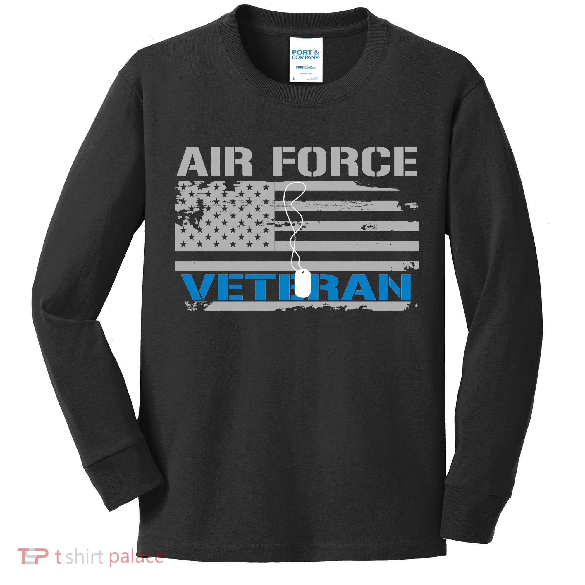 Air Force Veteran Flag Kids Long Sleeve Shirt