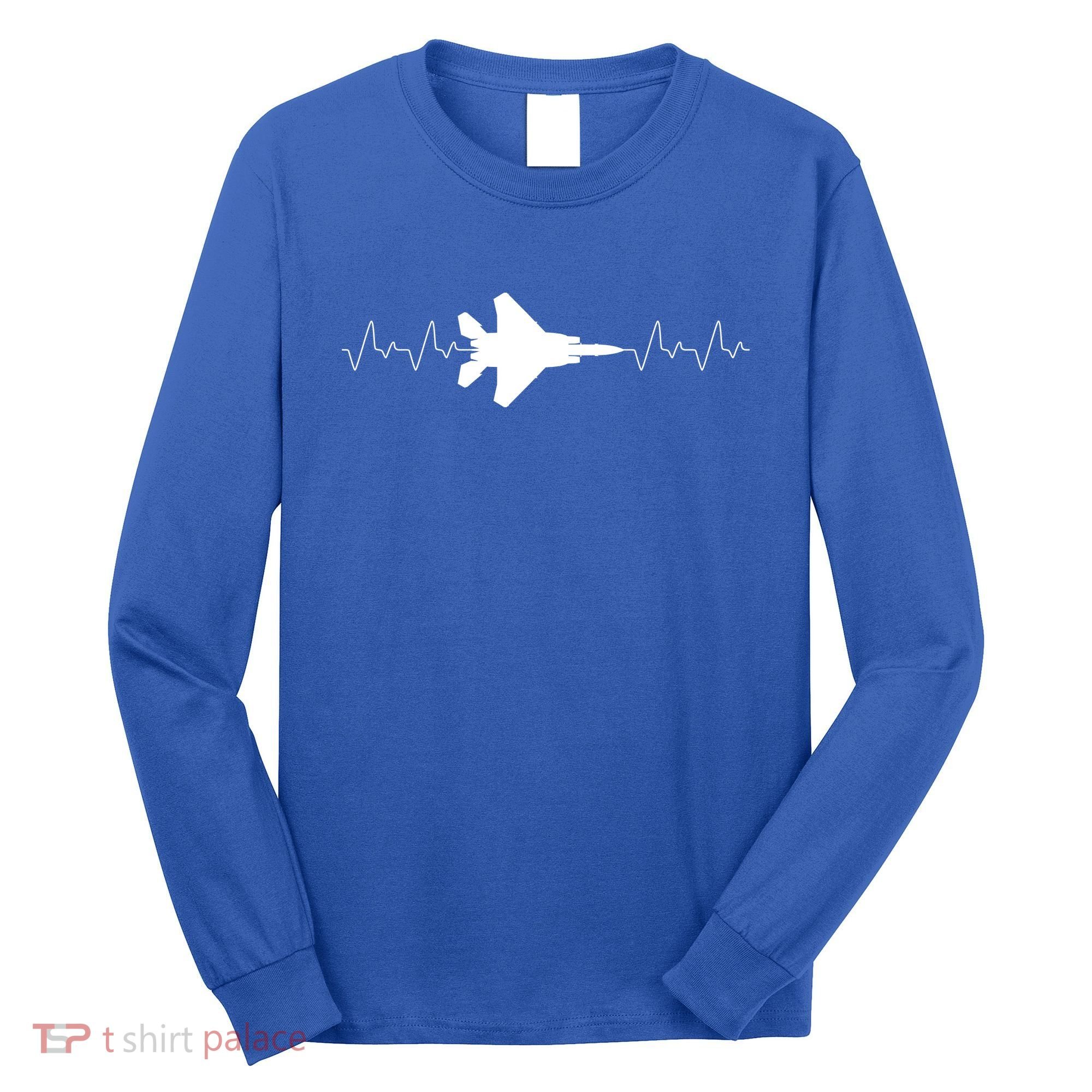 Airplane Pilot Air force Heartbeat Long Sleeve Shirt