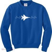 Airplane Pilot Air force Heartbeat Kids Sweatshirt thumb 0