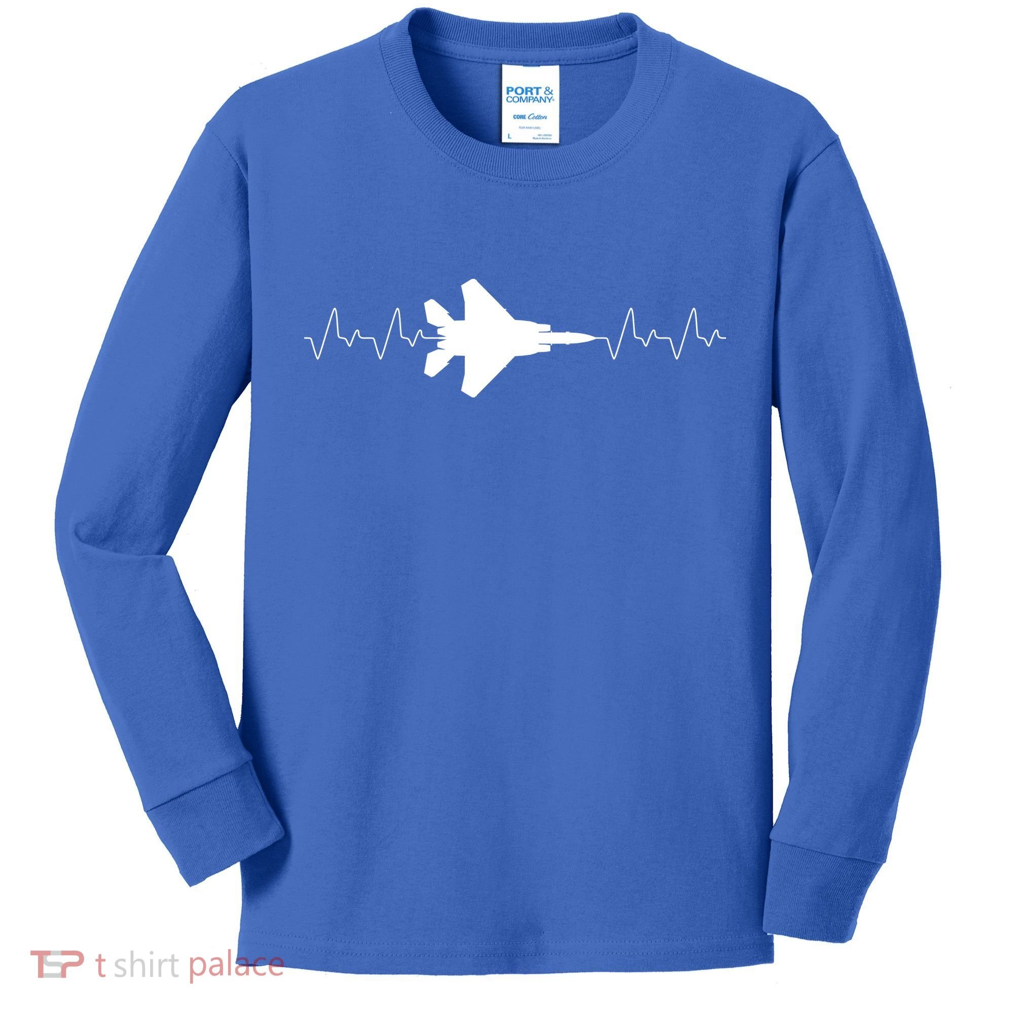 Airplane Pilot Air force Heartbeat Kids Long Sleeve Shirt