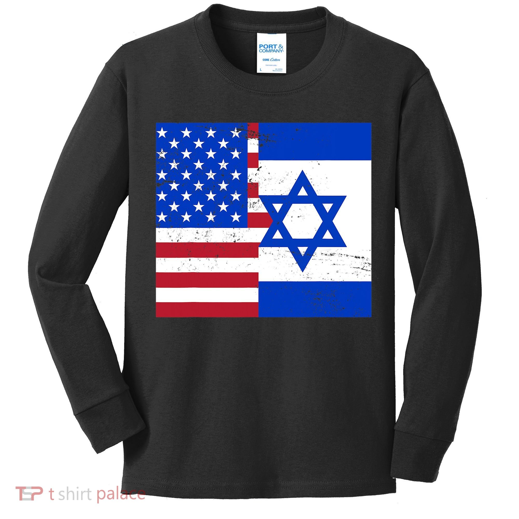 American Israeli Support Israel Kids Long Sleeve Shirt