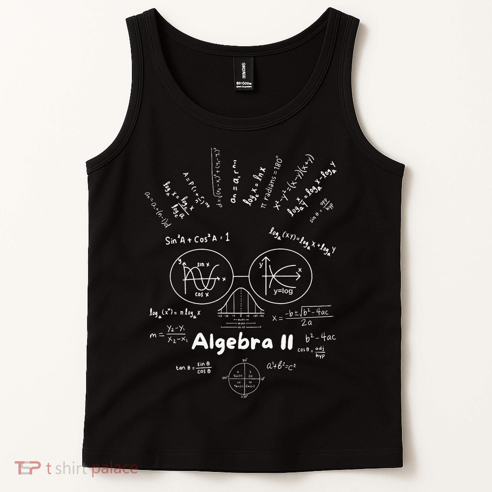 Algebra II Skull Of Equations And Formula Face Funny Nerdy Tank Top