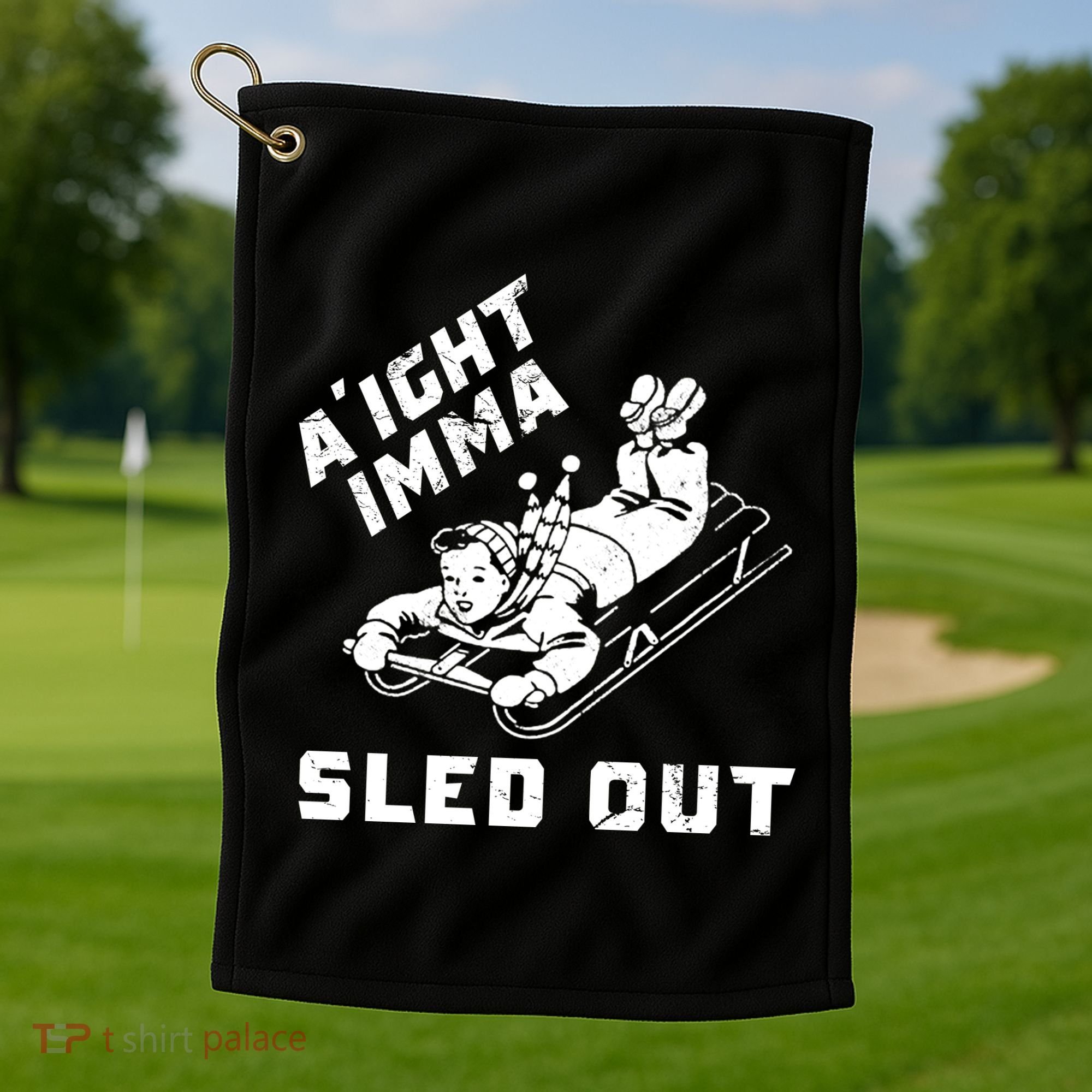 Aight Imma Sled Out Funny Winter Snow Golf Towel