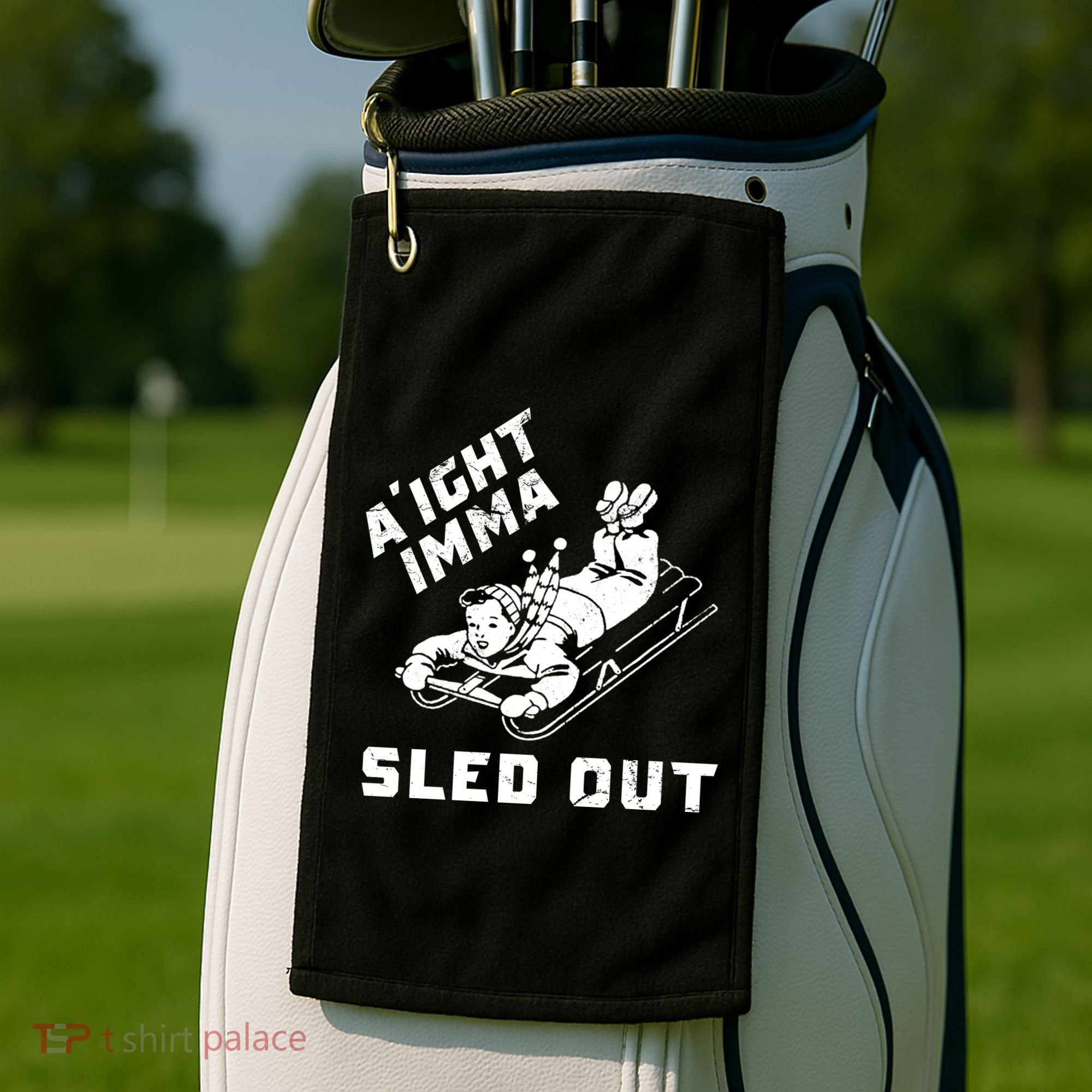 Aight Imma Sled Out Funny Winter Snow Golf Towel