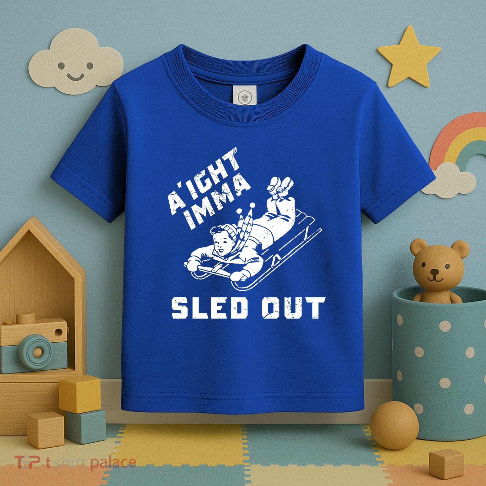 Aight Imma Sled Out Funny Winter Snow Toddler T-Shirt