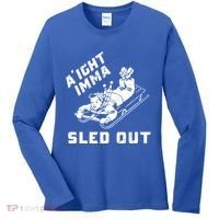 Aight Imma Sled Out Funny Winter Snow Women's Long Sleeve Shirt thumb 0