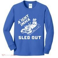 Aight Imma Sled Out Funny Winter Snow Kids Long Sleeve Shirt thumb 0