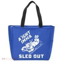Aight Imma Sled Out Funny Winter Snow Tote Bag thumb 0