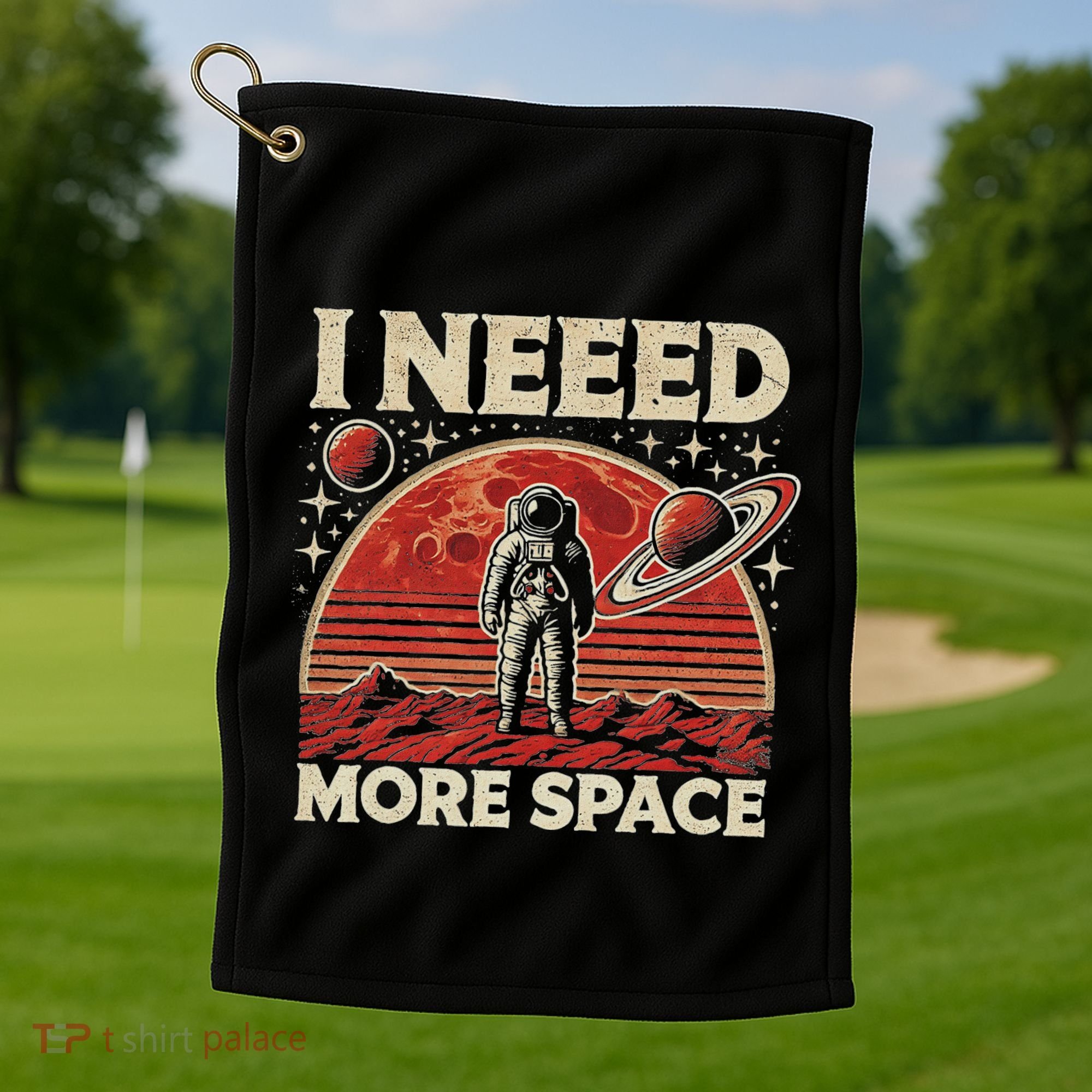 Astronaut In Space Planet Occupy Mars Golf Towel