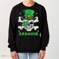Arrrish Irish Shamrock Clover Skull St Patricks Day Women's Sweatshirt thumb 0