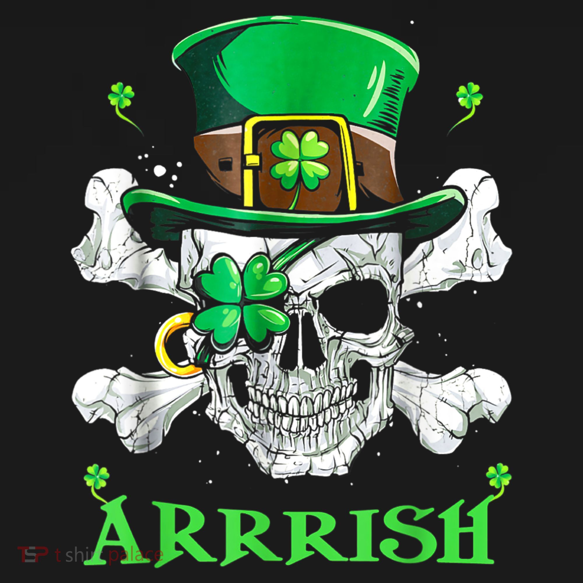 Arrrish Irish Shamrock Clover Skull St Patricks Day Doggie Tank