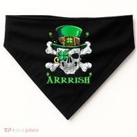 Arrrish Irish Shamrock Clover Skull St Patricks Day USA-Made Doggie Bandana thumb 0