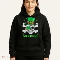 Arrrish Irish Shamrock Clover Skull St Patricks Day Hoodie thumb 5