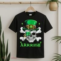Arrrish Irish Shamrock Clover Skull St Patricks Day T-Shirt thumb 2