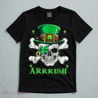 Arrrish Irish Shamrock Clover Skull St Patricks Day T-Shirt thumb 5