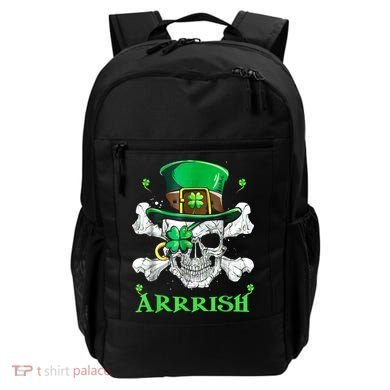 Arrrish Irish Shamrock Clover Skull St Patricks Day Backpack