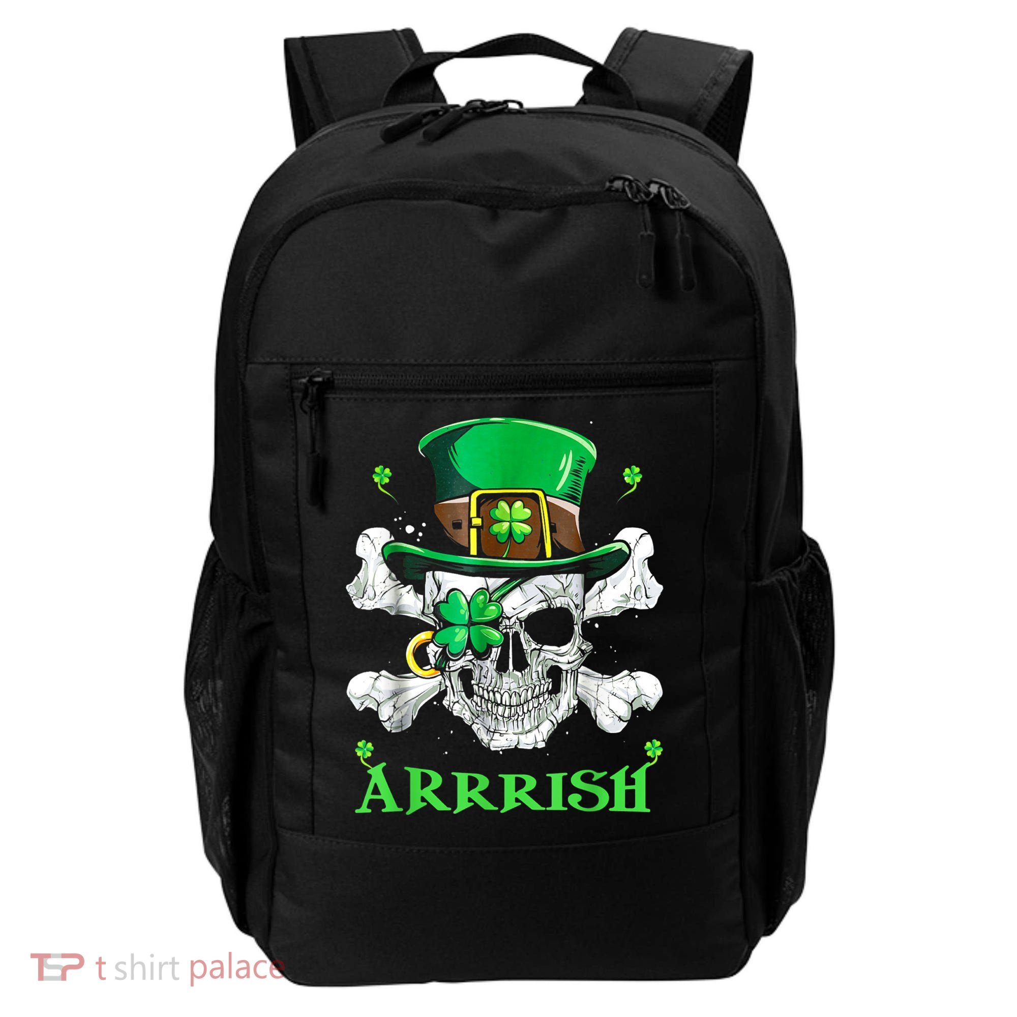 Arrrish Irish Shamrock Clover Skull St Patricks Day Backpack