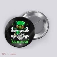 Arrrish Irish Shamrock Clover Skull St Patricks Day Button thumb 0