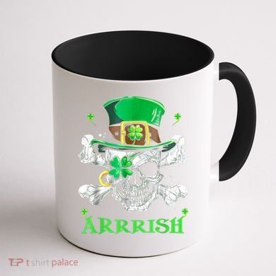 Arrrish Irish Shamrock Clover Skull St Patricks Day Coffee Mug back