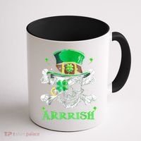 Arrrish Irish Shamrock Clover Skull St Patricks Day Coffee Mug thumb 1