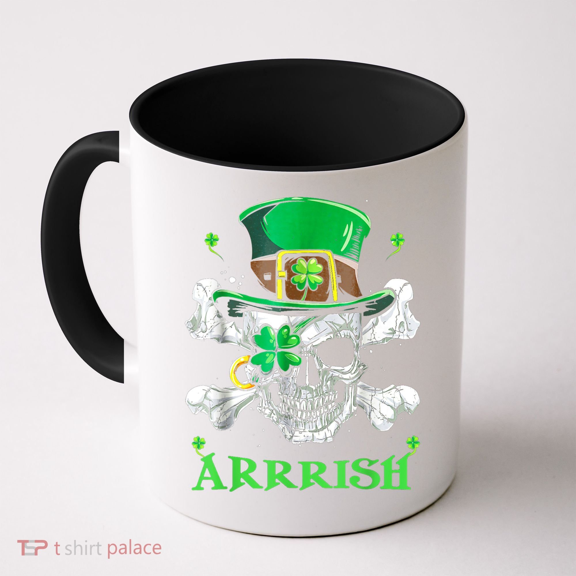 Arrrish Irish Shamrock Clover Skull St Patricks Day Coffee Mug