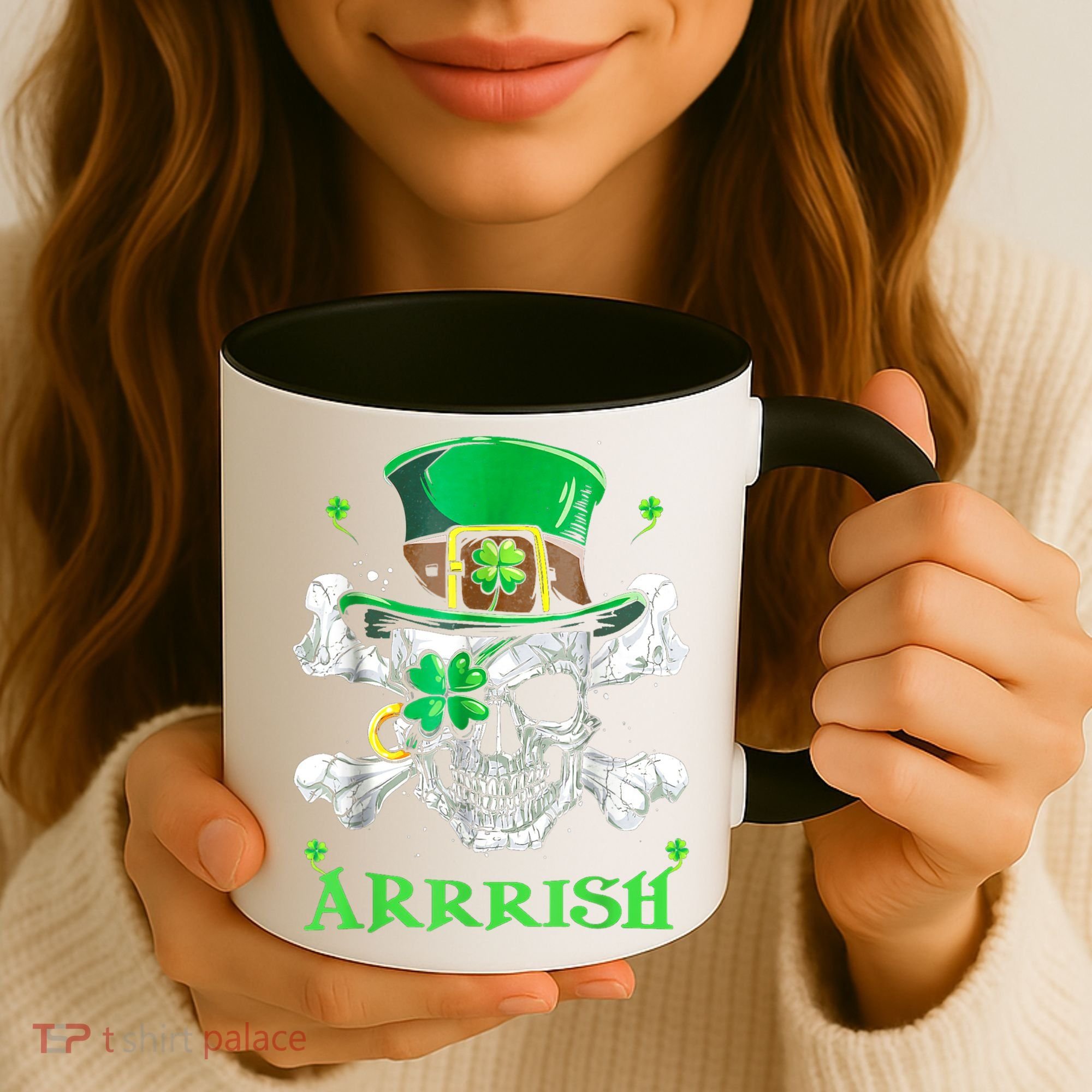 Arrrish Irish Shamrock Clover Skull St Patricks Day Coffee Mug