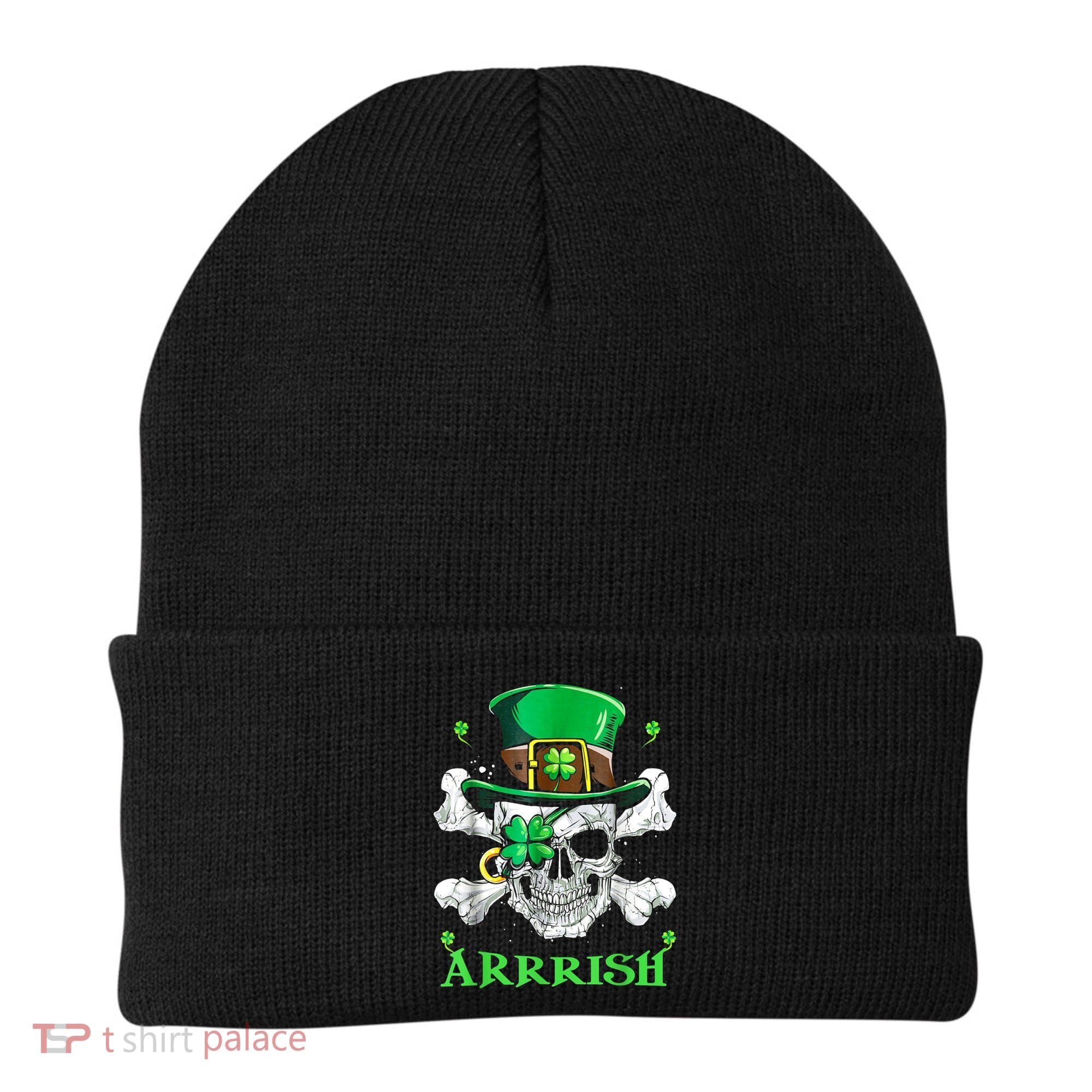 Arrrish Irish Shamrock Clover Skull St Patricks Day Beanie