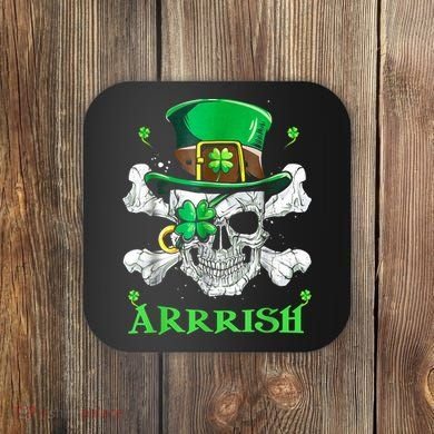 Arrrish Irish Shamrock Clover Skull St Patricks Day Coaster