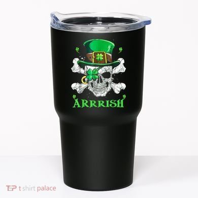 Arrrish Irish Shamrock Clover Skull St Patricks Day Tumbler