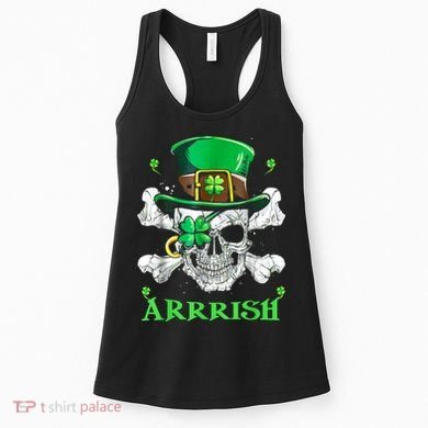 Arrrish Irish Shamrock Clover Skull St Patricks Day Women's Tank Top