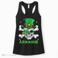 Arrrish Irish Shamrock Clover Skull St Patricks Day Women's Tank Top thumb 0