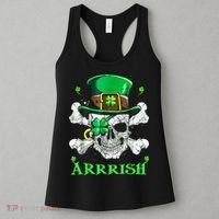 Arrrish Irish Shamrock Clover Skull St Patricks Day Women's Tank Top thumb 3
