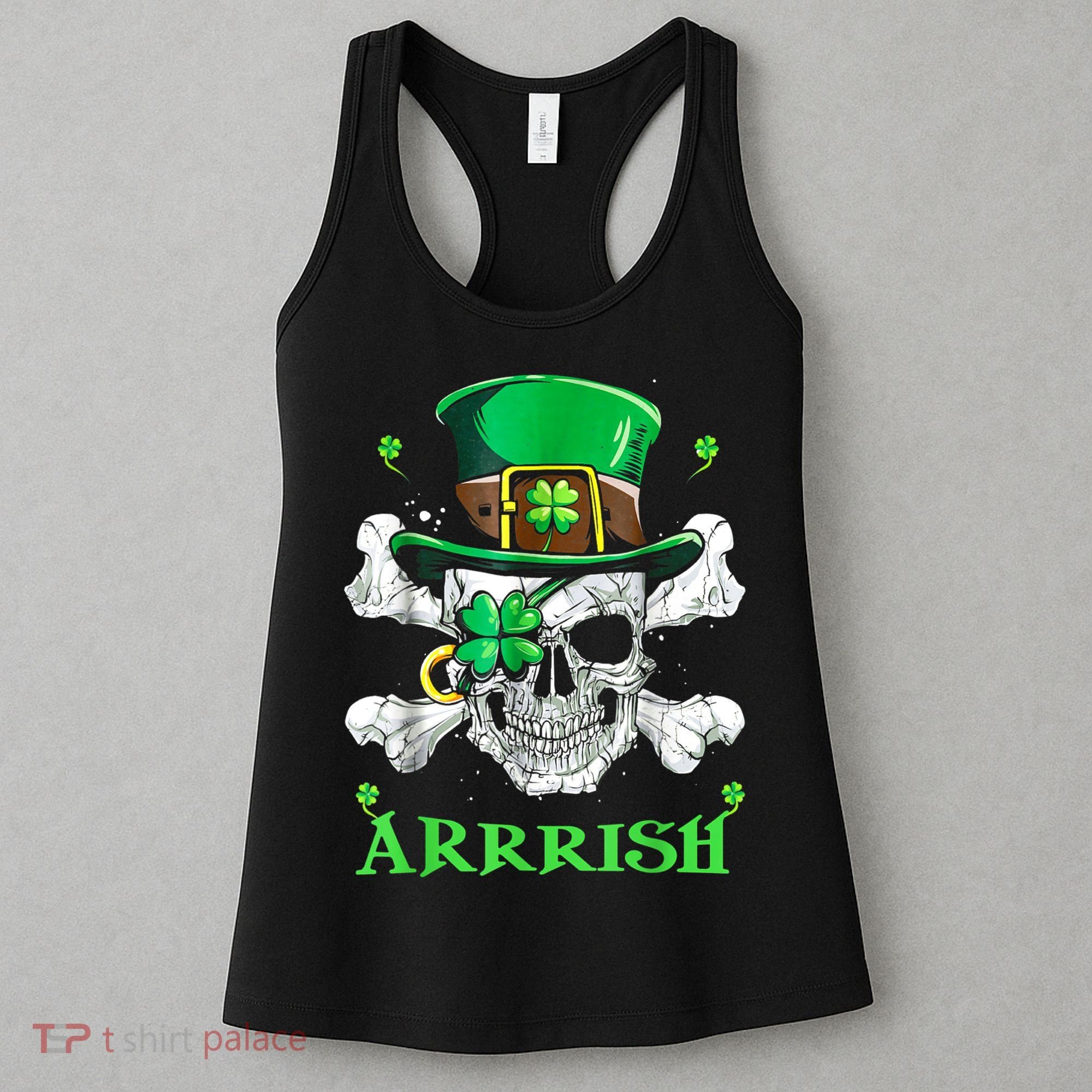 Arrrish Irish Shamrock Clover Skull St Patricks Day Women's Tank Top