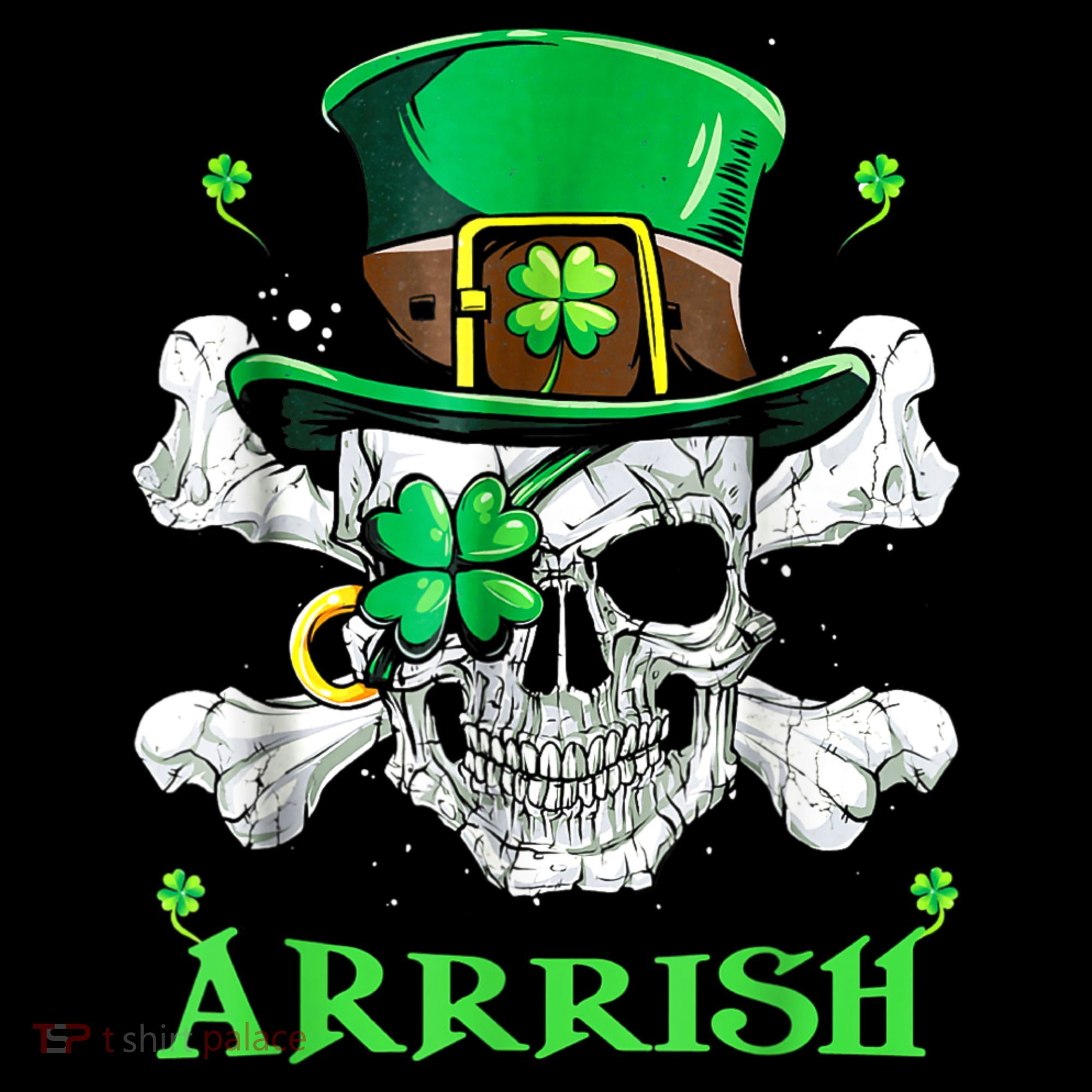 Arrrish Irish Shamrock Clover Skull St Patricks Day Baby Bodysuit