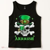 Arrrish Irish Shamrock Clover Skull St Patricks Day Tank Top thumb 2