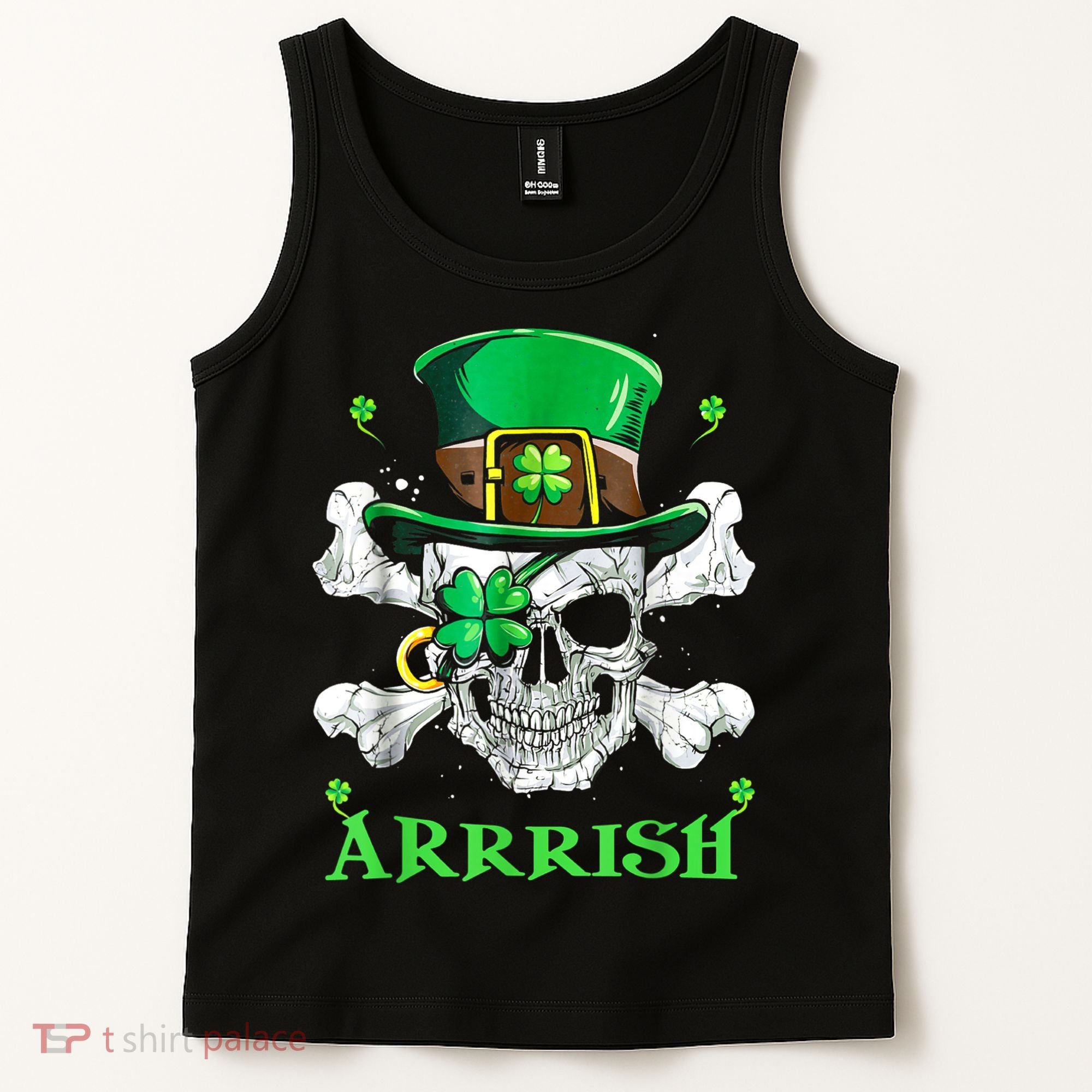 Arrrish Irish Shamrock Clover Skull St Patricks Day Tank Top
