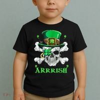 Arrrish Irish Shamrock Clover Skull St Patricks Day Toddler T-Shirt thumb 2