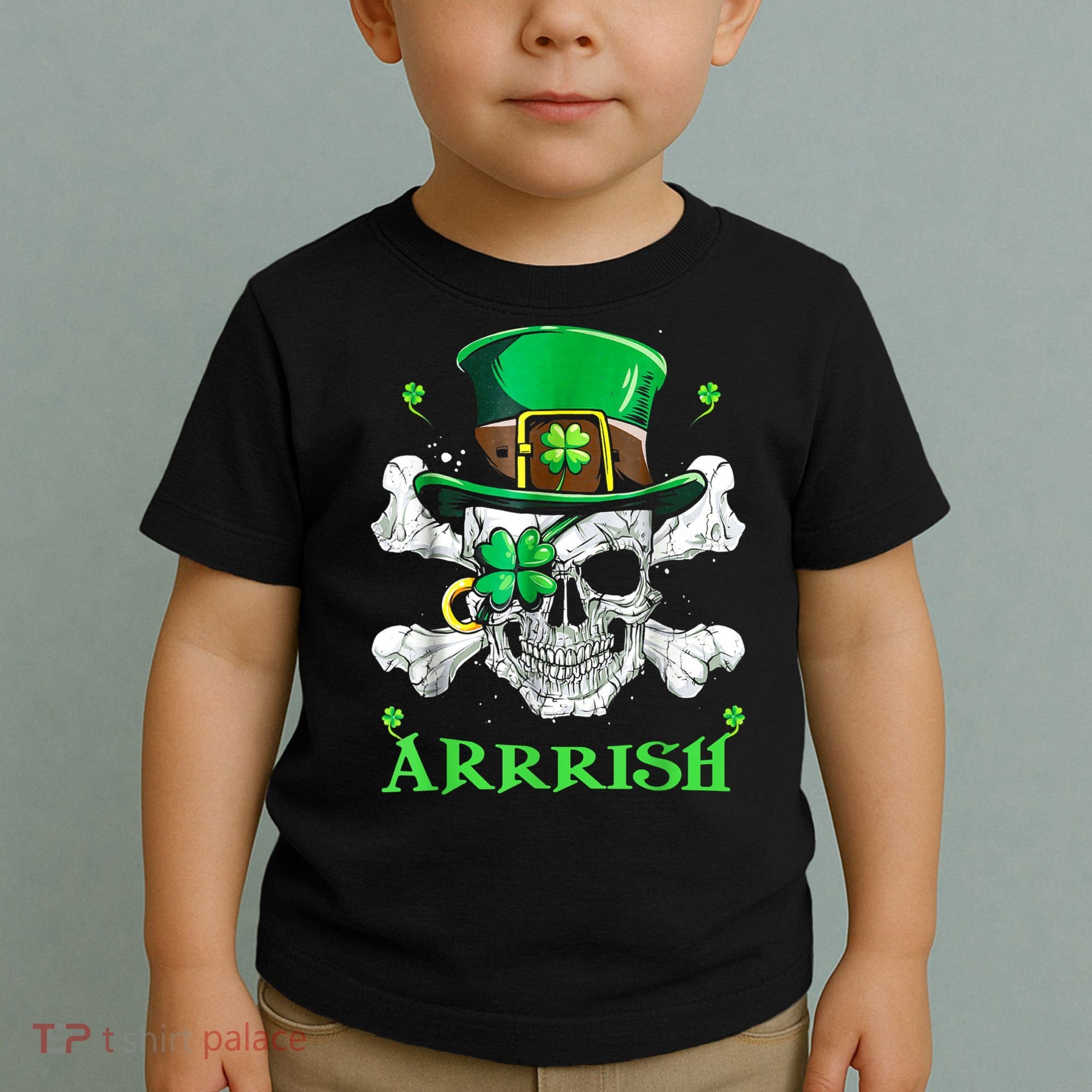 Arrrish Irish Shamrock Clover Skull St Patricks Day Toddler T-Shirt