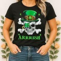 Arrrish Irish Shamrock Clover Skull St Patricks Day Women's T-Shirt thumb 2