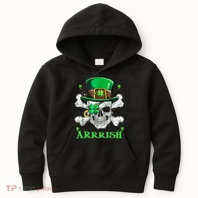 Arrrish Irish Shamrock Clover Skull St Patricks Day Kids Hoodie