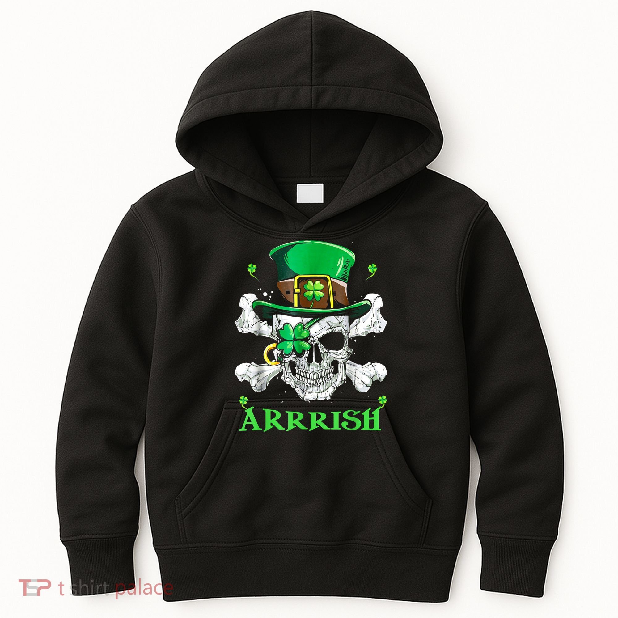 Arrrish Irish Shamrock Clover Skull St Patricks Day Kids Hoodie