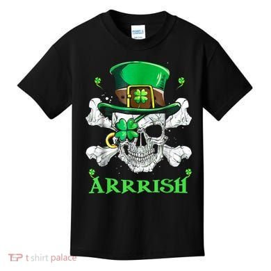 Arrrish Irish Shamrock Clover Skull St Patricks Day Kids T-Shirt